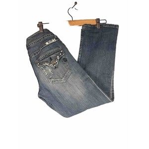 Miss Me Womens Size 27 "Mid-Rise Hearts Embellished Pocket Jeans JP4465 Cropped